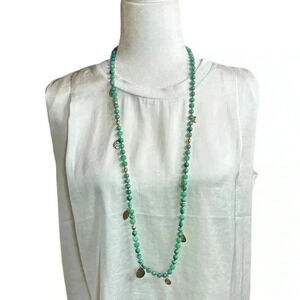 Chico’s Green multi-stone with charm Necklace 40”